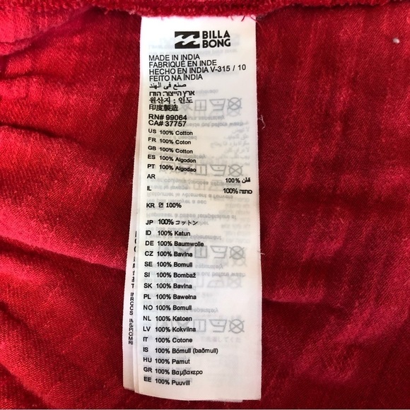 Billabong Red Sincerely Jules Lovers Wish V Neck Mid Thigh Dress Size Small - Picture 6 of 12